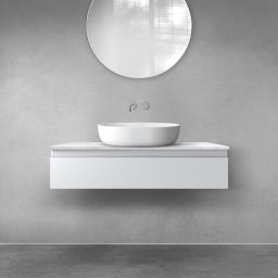 Zestaw Oltens Vernal szafka 100 cm podumywalkowa wisząca z blatem Tera szary mat/jasny marmur 68708700