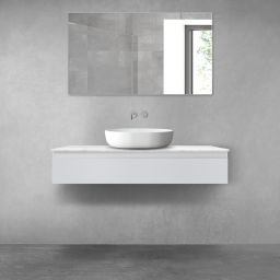 Zestaw Oltens Vernal szafka 120 cm podumywalkowa wisząca z blatem Tera szary mat/jasny marmur 68709700