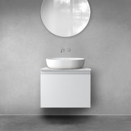 Zestaw Oltens Vernal szafka 60 cm podumywalkowa wisząca z blatem Tera szary mat/jasny marmur 68710700