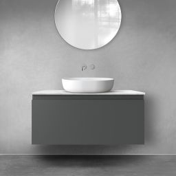 Zestaw Oltens Vernal szafka 100 cm podumywalkowa z blatem Tera wisząca grafit mat/jasny marmur 68712400