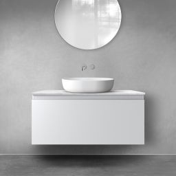 Zestaw Oltens Vernal szafka 100 cm podumywalkowa wisząca z blatem Tera szary mat/jasny marmur 68712700