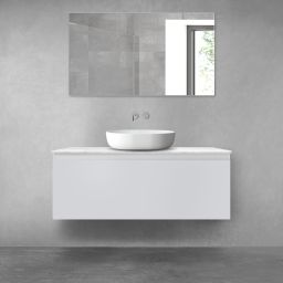 Zestaw Oltens Vernal szafka 120 cm podumywalkowa wisząca z blatem Tera szary mat/jasny marmur 68713700