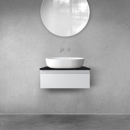 Zestaw Oltens Vernal szafka 60 cm podumywalkowa wisząca z blatem Tera szary mat/czarny marmur 68714700