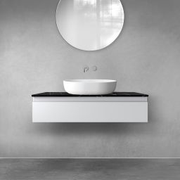 Zestaw Oltens Vernal szafka 100 cm podumywalkowa wisząca z blatem Tera szary mat/czarny marmur 68716700