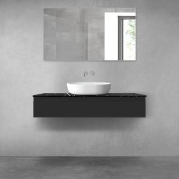 Zestaw Oltens Vernal szafka 120 cm podumywalkowa wisząca z blatem Tera czarny mat/czarny marmur  68717300