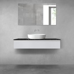 Zestaw Oltens Vernal szafka 120 cm podumywalkowa wisząca z blatem Tera szary mat/czarny marmur 68717700