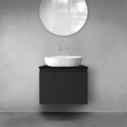 Zestaw Oltens Vernal szafka 60 cm podumywalkowa wisząca z blatem Tera czarny mat/czarny marmur 68718300