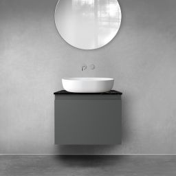 Zestaw Oltens Vernal szafka 60 cm podumywalkowa wisząca z blatem Tera grafit mat/czarny marmur 68718400