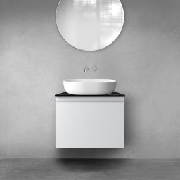 Zestaw Oltens Vernal szafka 60 cm podumywalkowa wisząca z blatem Tera szary mat/czarny marmur 68718700