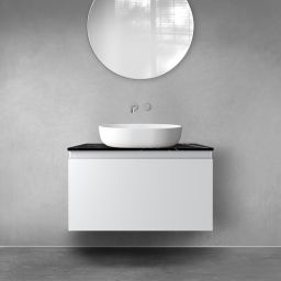 Zestaw Oltens Vernal szafka 80 cm podumywalkowa wisząca z blatem Tera szary mat/czarny marmur 68719700