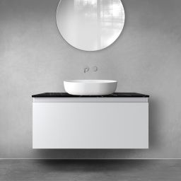 Zestaw Oltens Vernal szafka 100 cm podumywalkowa wisząca z blatem Tera szary mat/czarny marmur 68720700