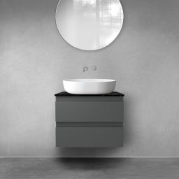 Zestaw Oltens Vernal szafka 60 cm podumywalkowa wisząca z blatem Tera grafit mat/czarny marmur 68725400