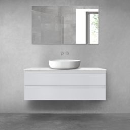 Zestaw Oltens Vernal szafka 120 cm podumywalkowa wisząca z blatem Tera szary mat/jasny marmur 68728700