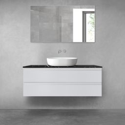 Zestaw Oltens Vernal szafka 120 cm podumywalkowa wisząca z blatem Tera szary mat/czarny marmur 68729700