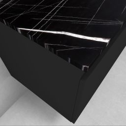 Zestaw Oltens Vernal szafka 100 cm podumywalkowa wisząca z blatem Tera czarny mat/czarny marmur 68720300