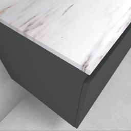 Zestaw Oltens Vernal szafka 100 cm podumywalkowa z blatem Tera wisząca grafit mat/jasny marmur 68712400