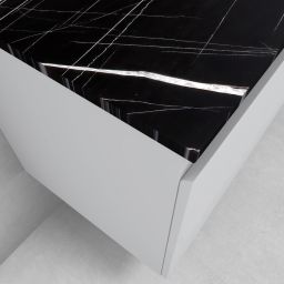 Zestaw Oltens Vernal szafka 100 cm podumywalkowa wisząca z blatem Tera szary mat/czarny marmur 68720700