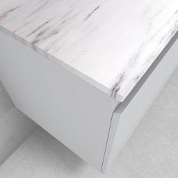 Zestaw Oltens Vernal szafka 100 cm podumywalkowa wisząca z blatem Tera szary mat/jasny marmur 68712700