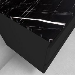 Zestaw Oltens Vernal szafka 100 cm podumywalkowa wisząca z blatem Tera czarny mat/czarny marmur 68727300