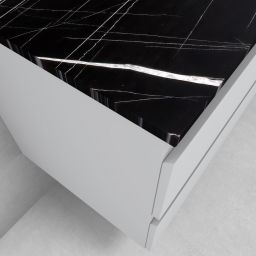 Zestaw Oltens Vernal szafka 100 cm podumywalkowa wisząca z blatem Tera szary mat/czarny marmur 68727700