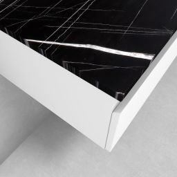 Zestaw Oltens Vernal szafka 120 cm podumywalkowa wisząca z blatem Tera biały połysk/czarny marmur 68717000