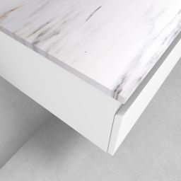 Zestaw Oltens Vernal szafka 120 cm podumywalkowa wisząca z blatem Tera biały połysk/jasny marmur 68709000