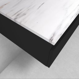 Zestaw Oltens Vernal szafka 120 cm podumywalkowa wisząca z blatem Tera czarny mat/jasny marmur 68709300