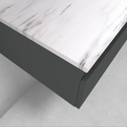 Zestaw Oltens Vernal szafka 120 cm podumywalkowa wisząca z blatem Tera grafit mat/jasny marmur 68709400