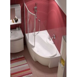 Zestaw wanna Ravak Rosa 95 lewa ze stelażem i kompletem odpływowo-przelewowym Viega (C571000000, GPX2240140, 61684PL)