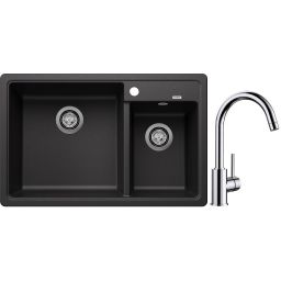 Blanco Legra 8 zlewozmywak 78x50 cm z Silgranit antracyt z Blanco Mida bateria kuchenna stojąca chrom (526224, 517742)