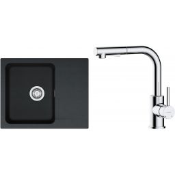 Zestaw Franke Orion OID 611-62 zlewozmywak 62x50 cm z baterią kuchenną Oltens Myvat onyx/chrom (1140286441, 35205100)