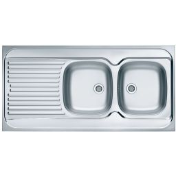 Alveus Classic 100 zlewozmywak stalowy 120x60 cm 2-komorowy prawy len 1008991
