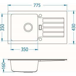 Alveus Niagara 30 zlewozmywak 78x43 cm 1-komorowy czarny 1123091
