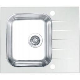 Alveus Vitro 10 zlewozmywak szklano-stalowy 60x50 cm satyna/szkło białe 1130525