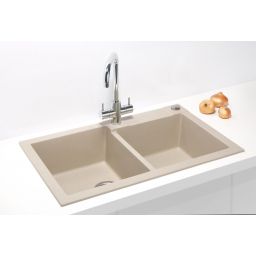 Alveus Rock 90 zlewozmywak 78x48 cm 2-komorowy beżowy 1219055