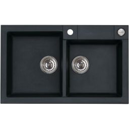 Alveus Rock 90 zlewozmywak 78x48 cm 2-komorowy czarny 1219091