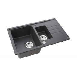 Alveus Intermezzo 70 zlewozmywak granitowy 78x48 cm 1,5-komorowy czarny 1307091