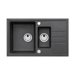 Alveus Intermezzo 70 zlewozmywak granitowy 78x48 cm 1,5-komorowy czarny 1307091