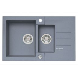 Alveus Rock 70 zlewozmywak 1,5-komorowy 78x48 cm Granital Plus steel-G04M 4217004