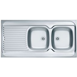 Alveus Classic 100 zlewozmywak stalowy 120x60 cm 2-komorowy prawy satyna 1009085