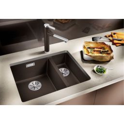 Blanco Subline 340/160-U zlewozmywak granitowy 52,5x40 cm czarny 525986
