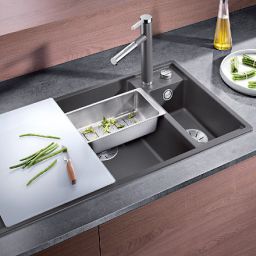 Blanco Axia III 6 S zlewozmywak 100x51 cm Silgranit PuraDur lewy ze szklaną deską czarny 525848