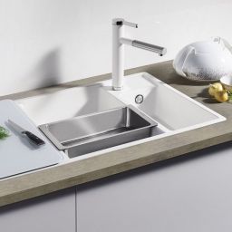 Blanco Axia III 6 S zlewozmywak 100x51 cm z Silgranit PuraDur prawy ze szklaną deską czarny 525850