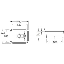 Villeroy & Boch Cisterna zlewozmywak ceramiczny 50x39 cm biały 670601R1