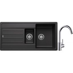 Blanco Legra 6 S zlewozmywak 100x50 cm z Silgranit antracyt z Blanco Mida bateria kuchenna stojąca chrom (522207;517742)
