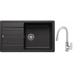 Blanco Legra XL 6 S zlewozmywak 86x50 cm z Silgranit antracyt  z Oltens Lista bateria kuchenna stojąca z wyciąganą wylewką chrom (523326; 35202100)