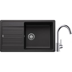 Blanco Legra XL 6 S zlewozmywak 86x50 cm z Silgranit antracyt z Blanco Mida bateria kuchenna stojąca chrom ( 523326; 517742)