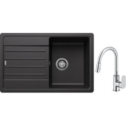 Blanco Legra 45 S zlewozmywak 78x50 cm Silgranit antracyt z Oltens Lista bateria kuchenna stojąca z wyciąganą wylewką chrom (522201;35202100)