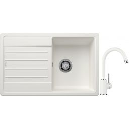 Blanco Legra 45 S zlewozmywak 78x50 cm Silgranit biały z Blanco Mida bateria kuchenna stojąca Silgranit biały/chrom (522203; 519418)
