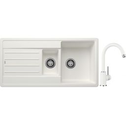 Blanco Legra 6 S zlewozmywak 100x50 cm z Silgranit biały z Blanco Mida bateria kuchenna stojąca Silgranit biały/chrom (522209;519418)